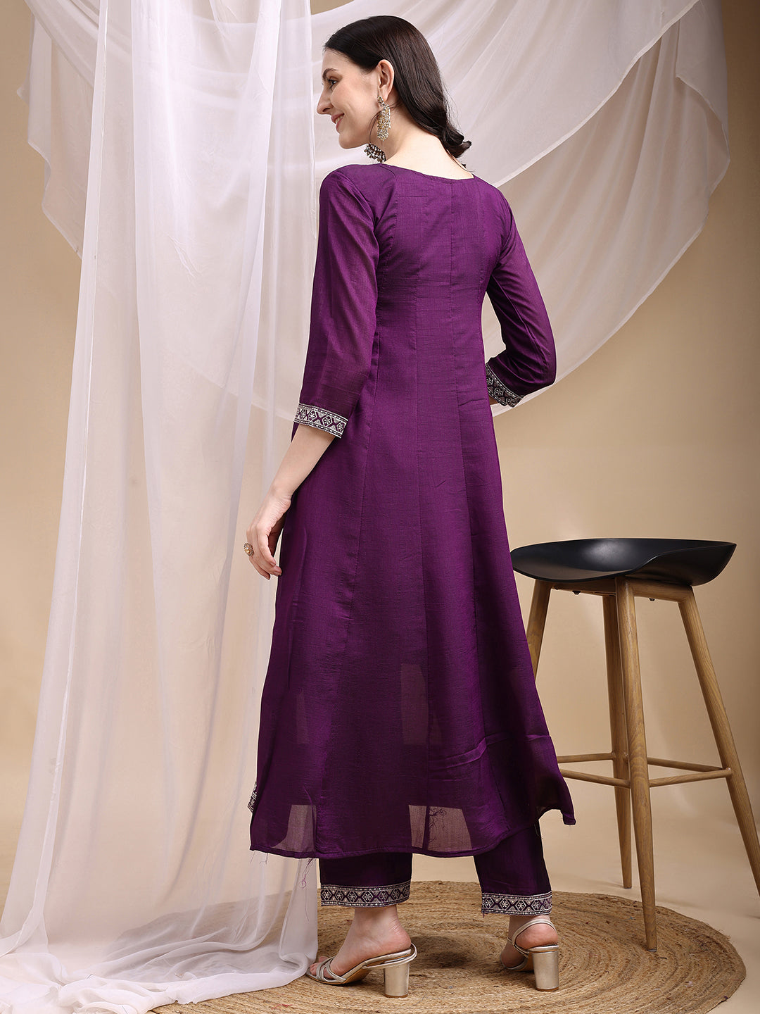 Embroidered Anarkali Kurta with Pant & Embroidered Dupatta