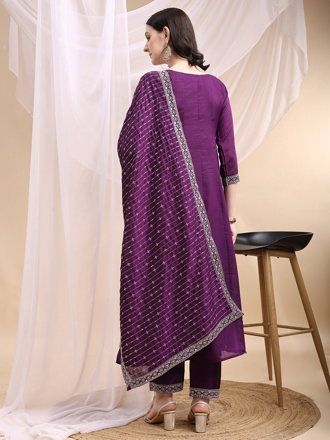 Embroidered Anarkali Kurta with Pant & Embroidered Dupatta