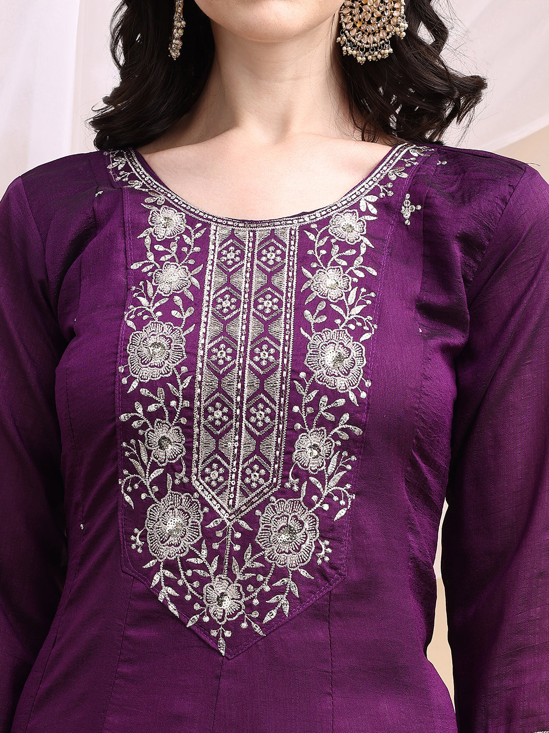 Embroidered Anarkali Kurta with Pant & Embroidered Dupatta