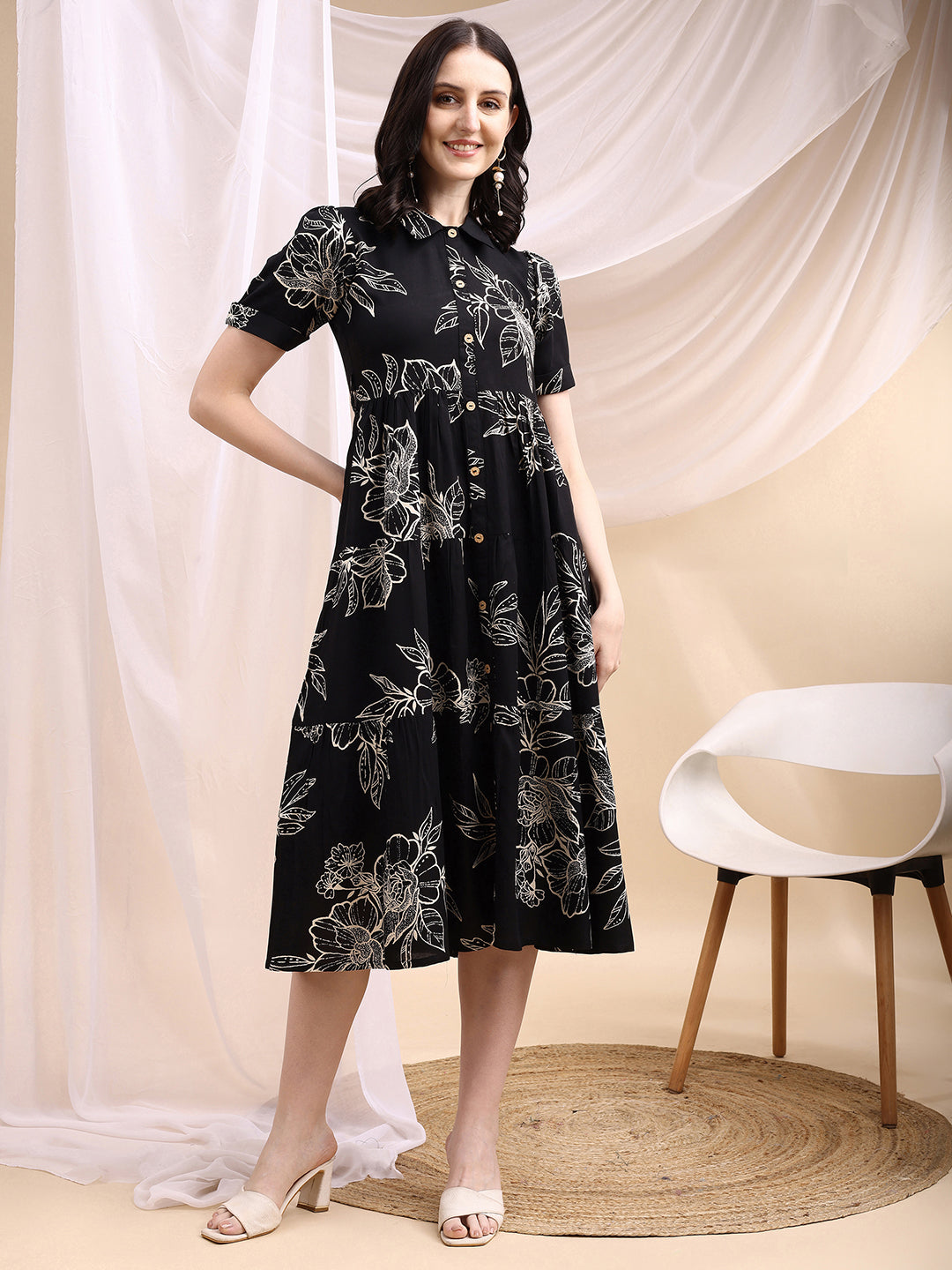 Tiered A-line Midi Shirt Dress – Berrylicious