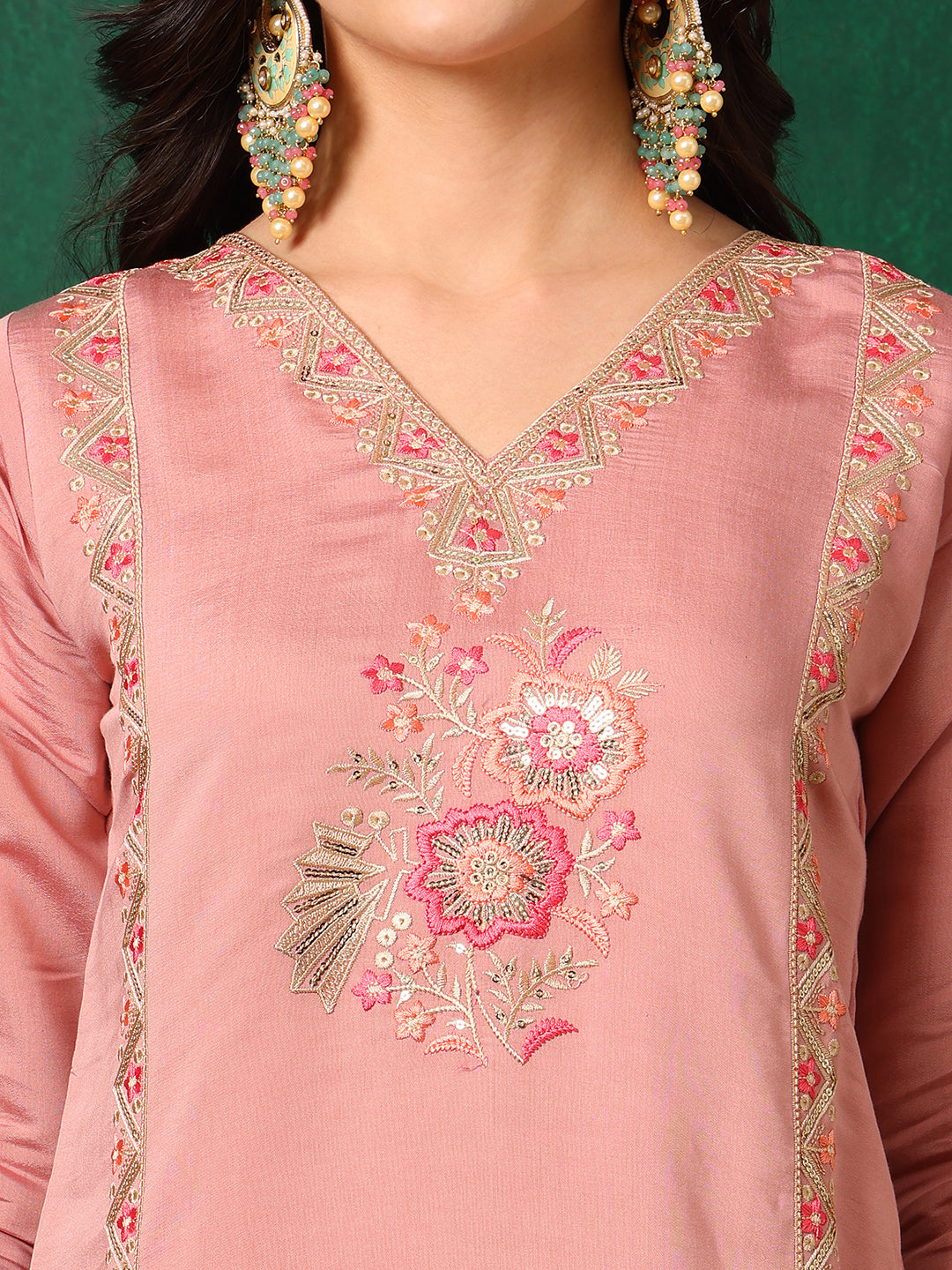 Embroidered Kurta with Pant & Embroidered Dupatta