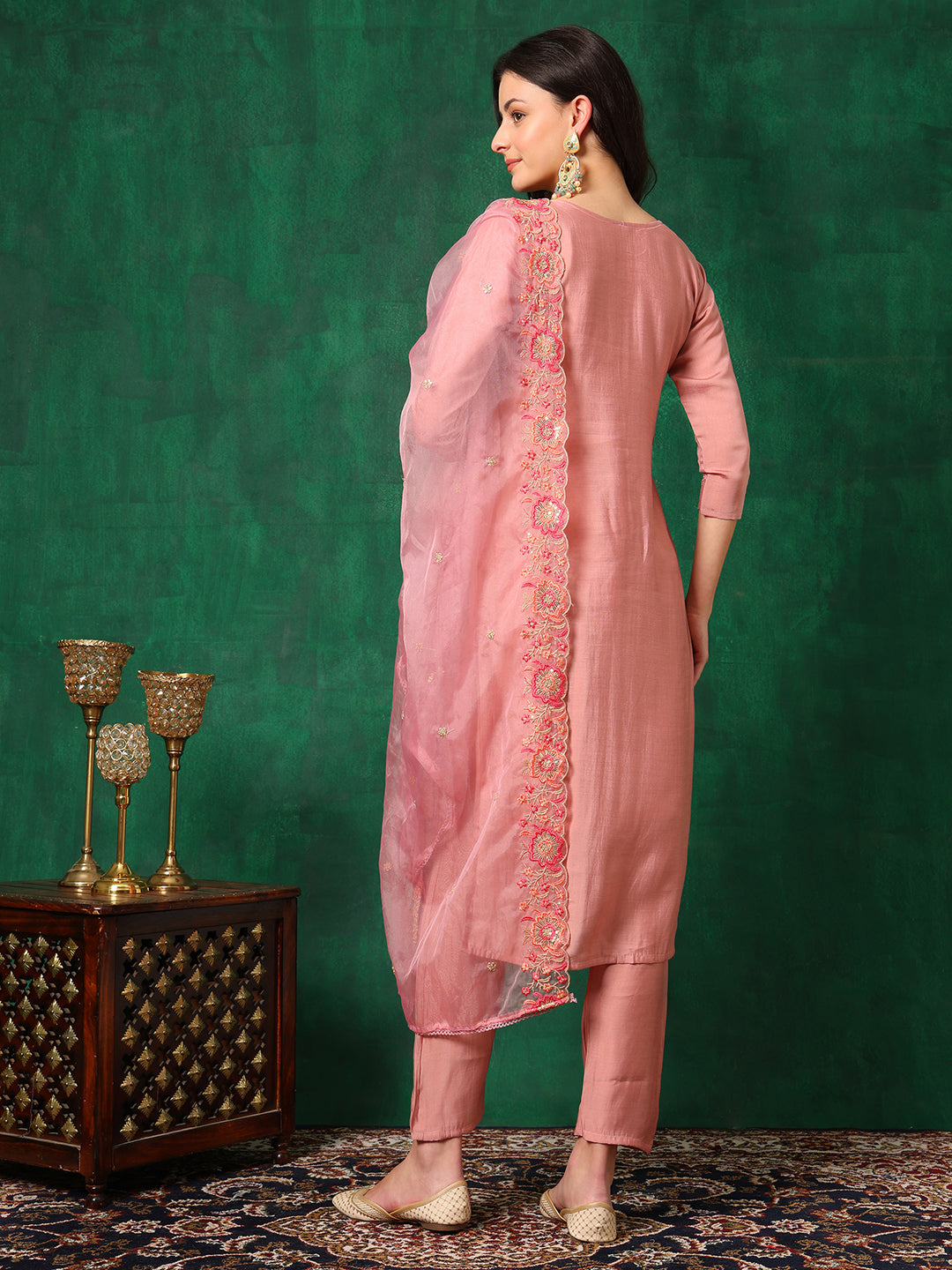 Embroidered Kurta with Pant & Embroidered Dupatta