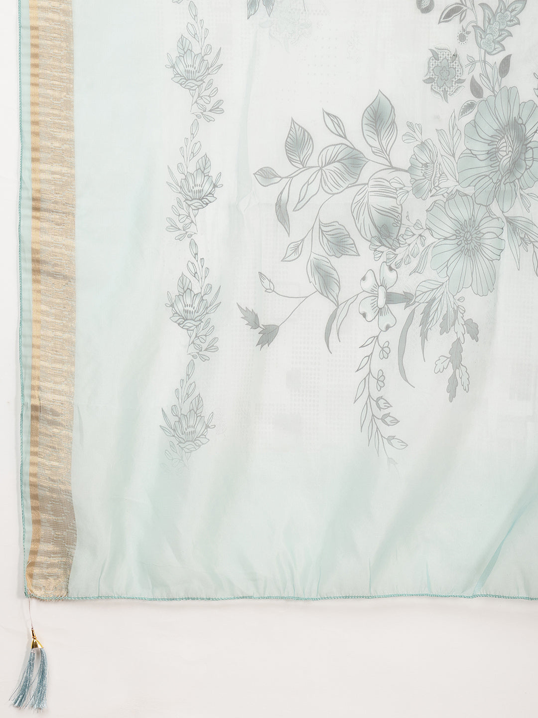 Sequined Embroidered Kurta with pant & Floral Printed Dupatta