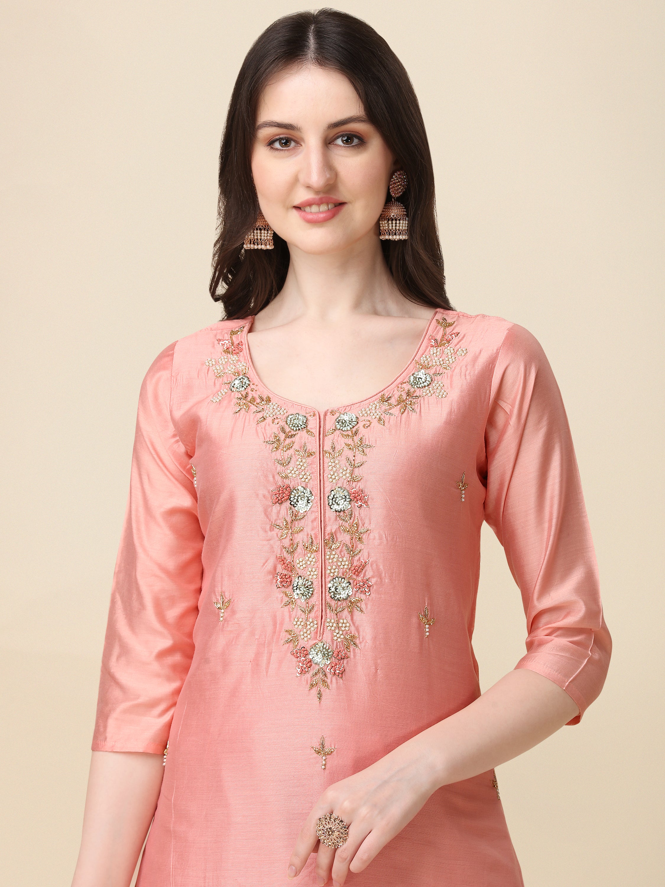 Embroidered kurta with pant & dupatta Set