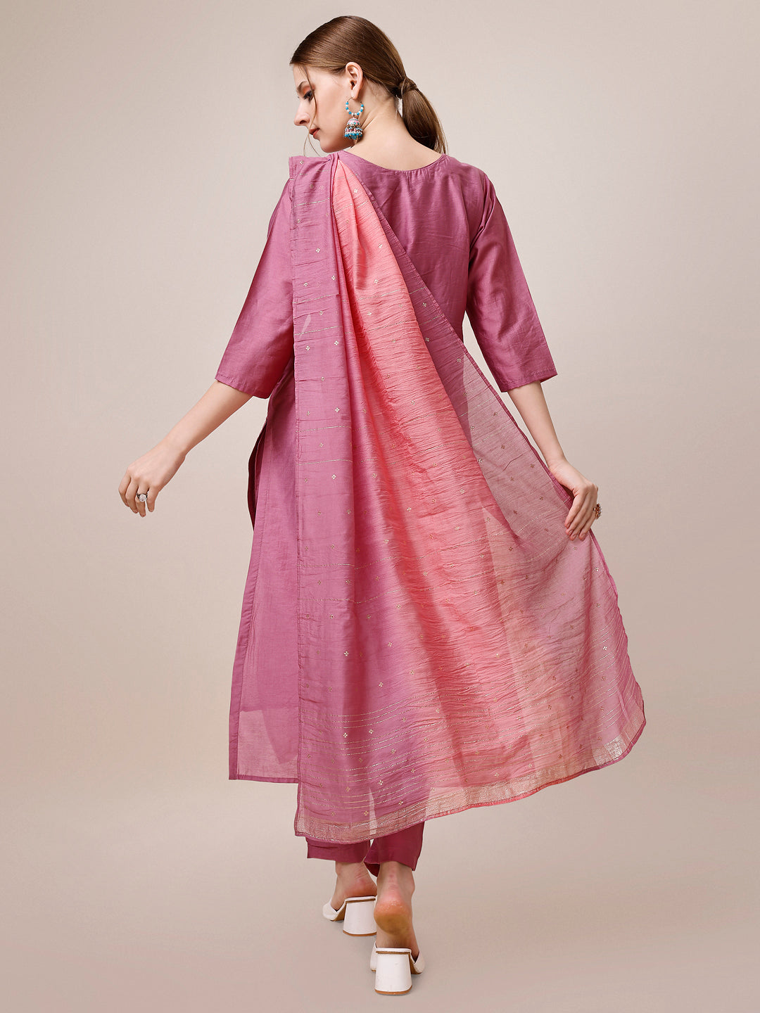 Hand Embroidered Kurta with Pant and Dupatta set