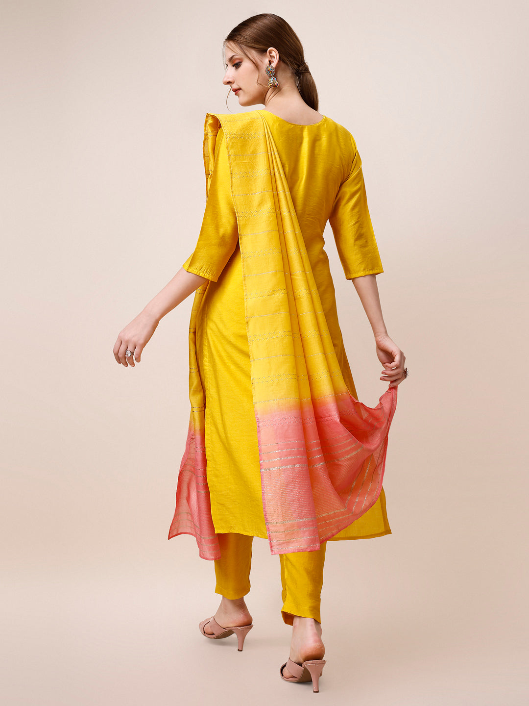 Hand Embroidered Kurta with Pant and Dupatta set