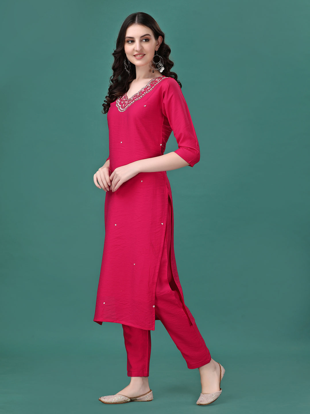 Hand Embroidered Kurta with pant & Dupatta