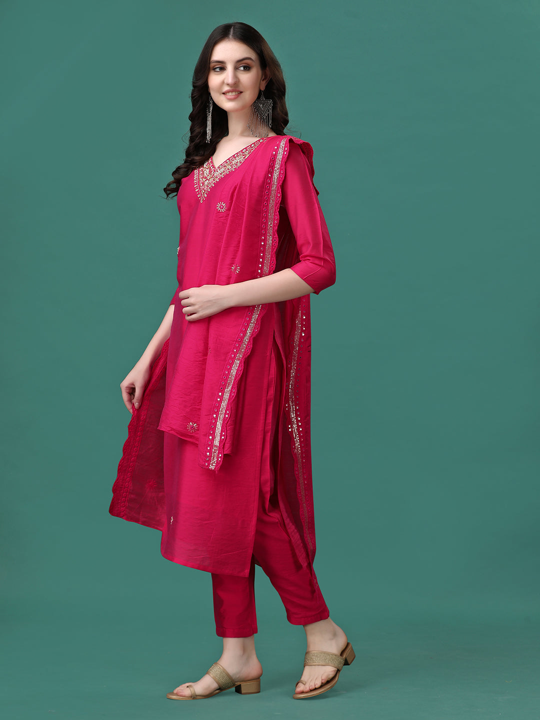 Hand Embroidered Kurta with pant & Embroidered Dupatta