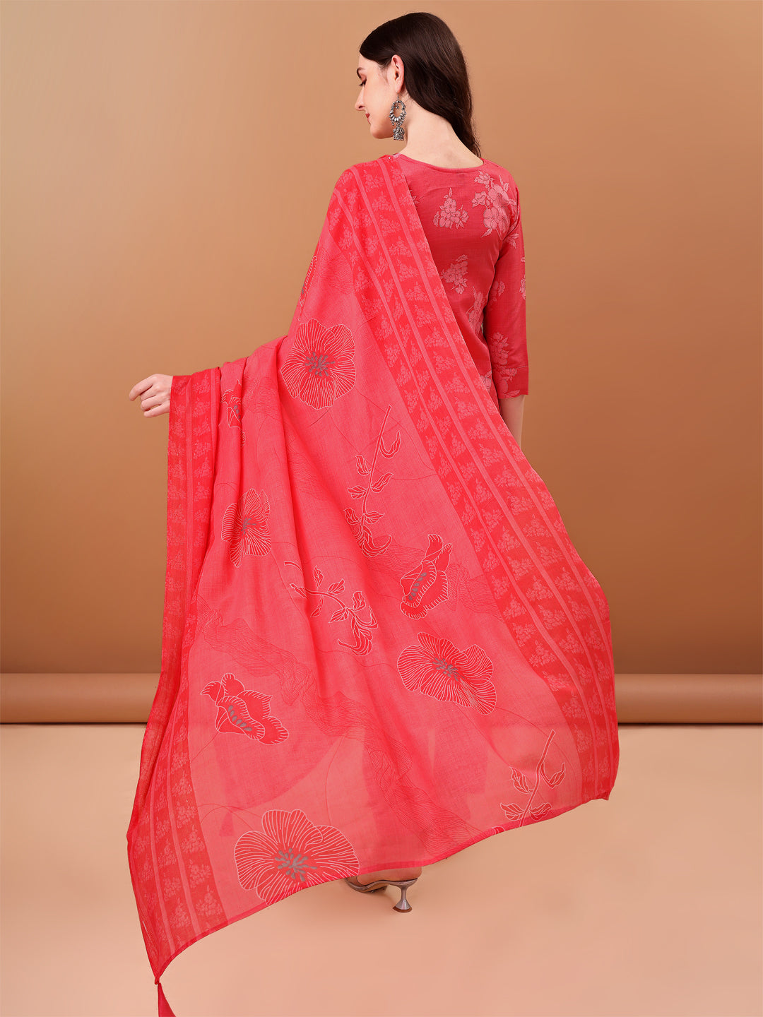 Embroidered & Floral Printed Kurta with pant & Printed Dupatta