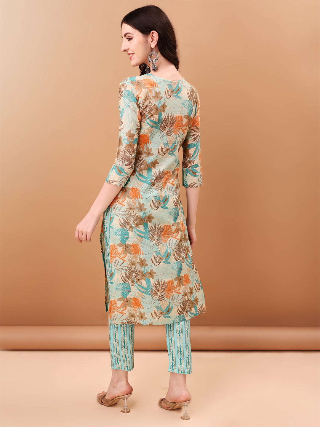 Embroidered & Botanical Printed Kurta with pant & Printed Dupatta