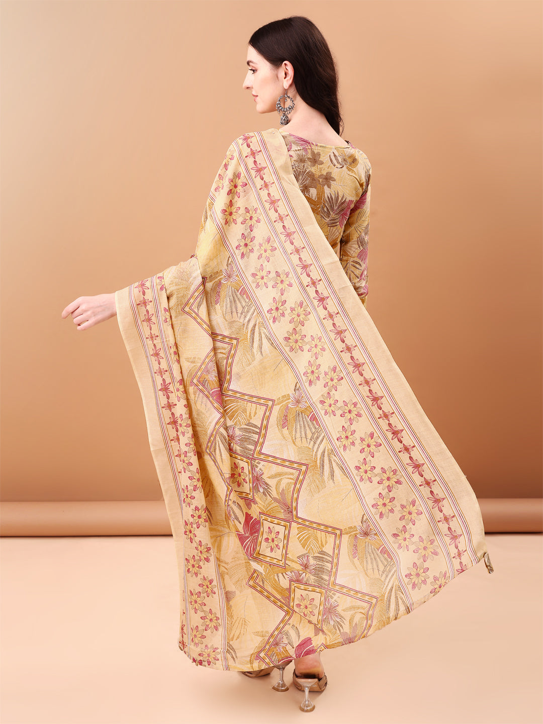 Embroidered & Botanical Printed Kurta with pant & Printed Dupatta