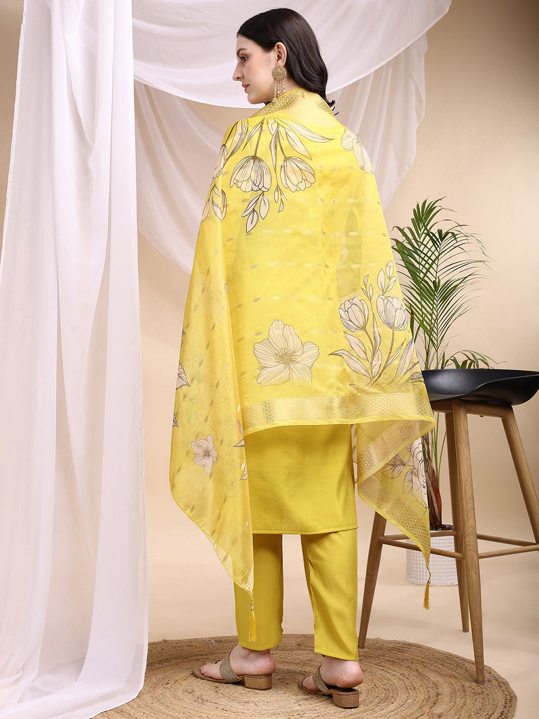 Embroidered Kurta with Pant & Printed Dupatta