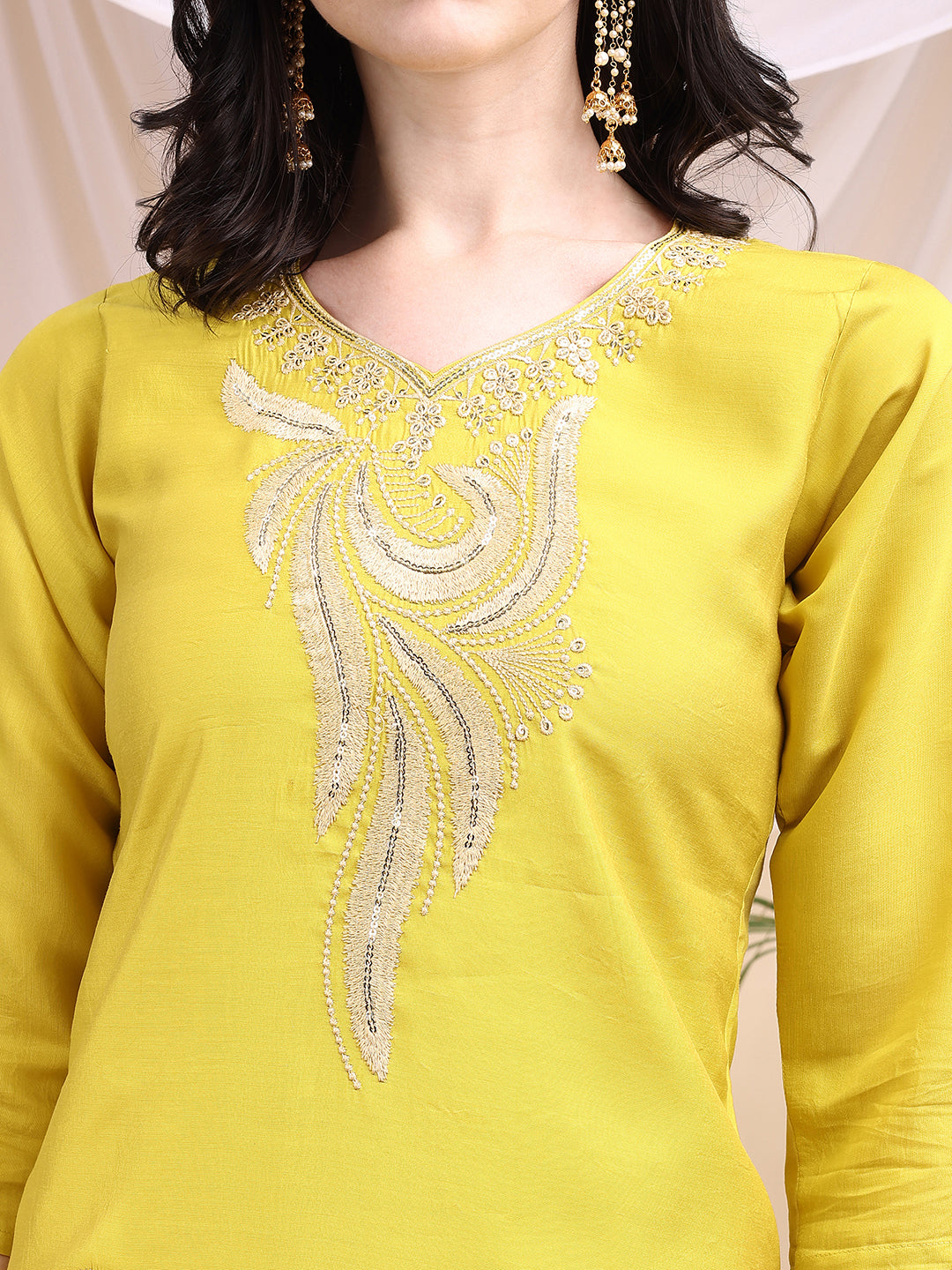 Embroidered Kurta with Pant & Printed Dupatta