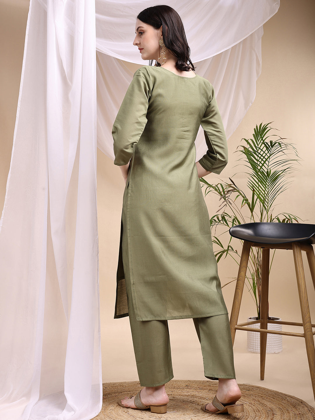 Embroidered Kurta with Pant & Printed Dupatta
