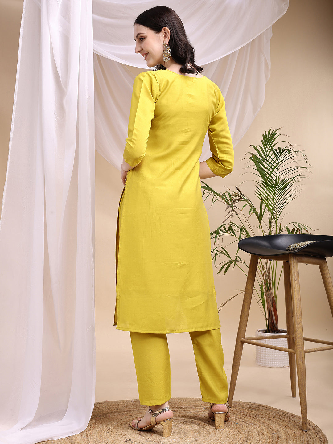 Embroidered Kurta with Pant & Printed Dupatta
