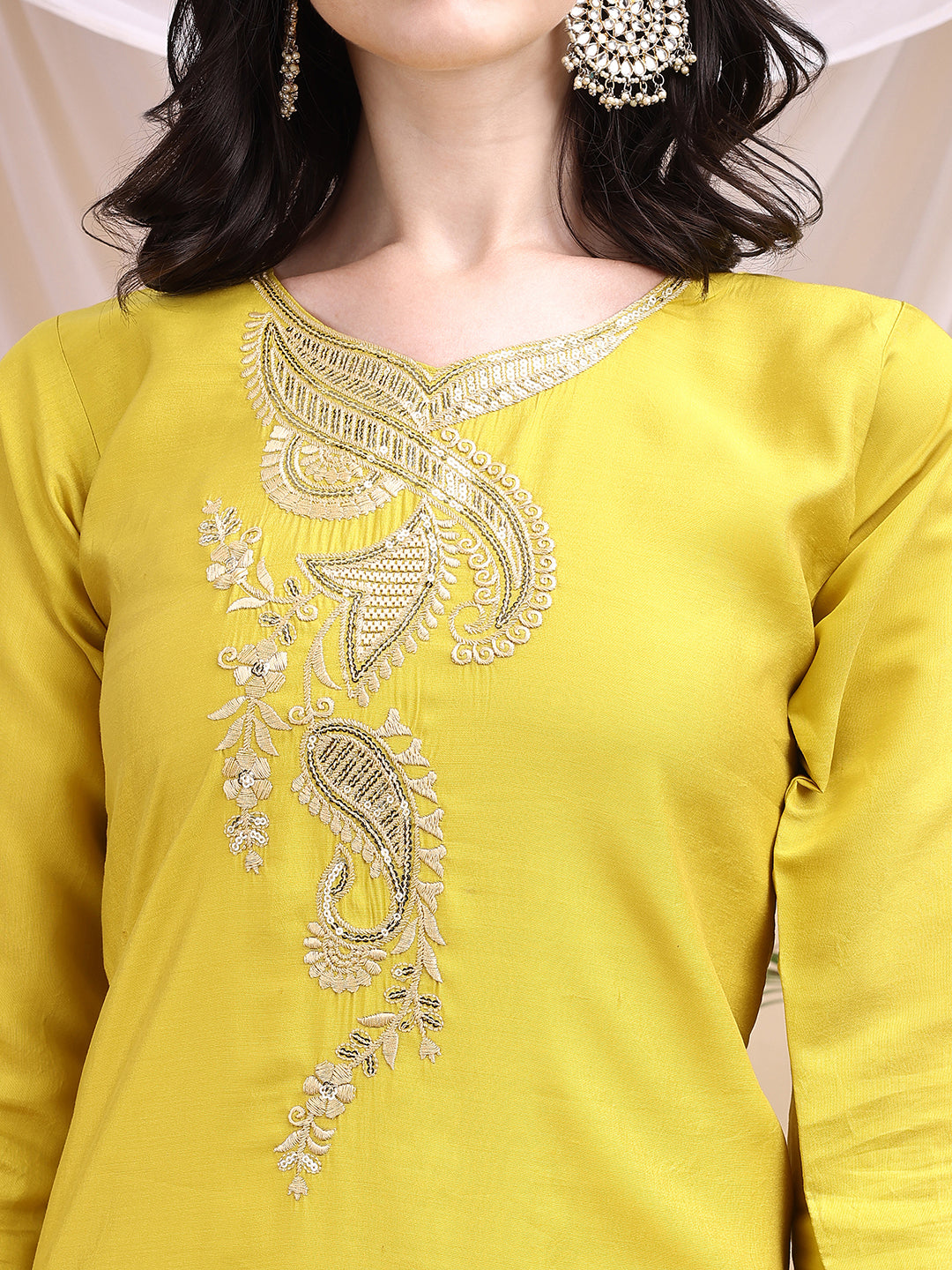 Embroidered Kurta with Pant & Printed Dupatta