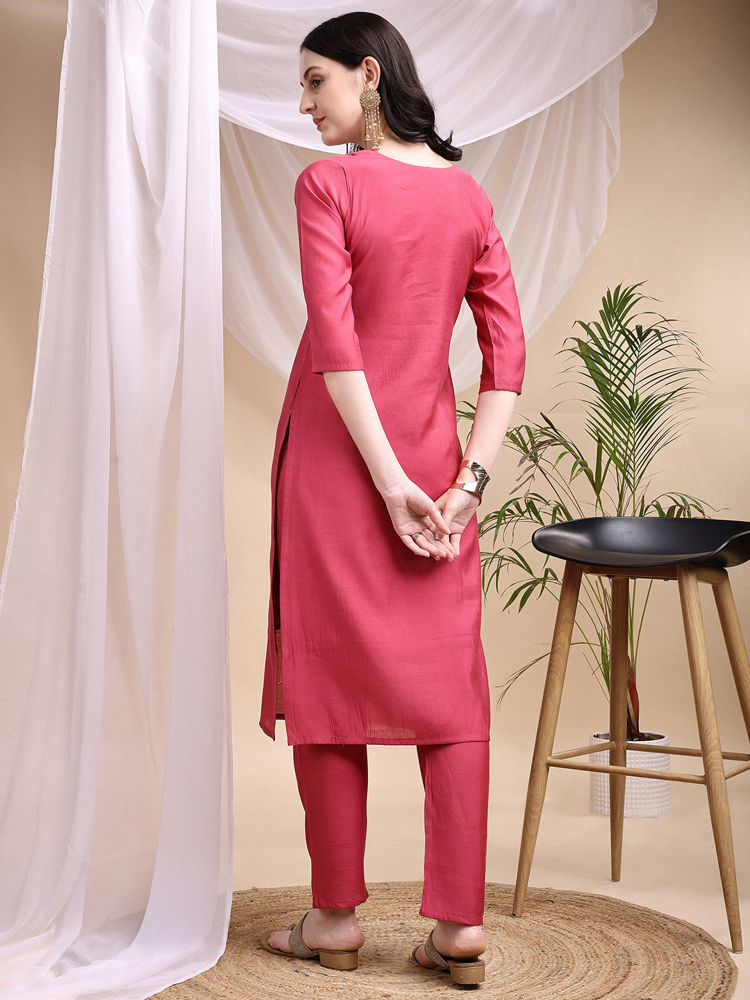 Embroidered Kurta with Pant & Printed Dupatta