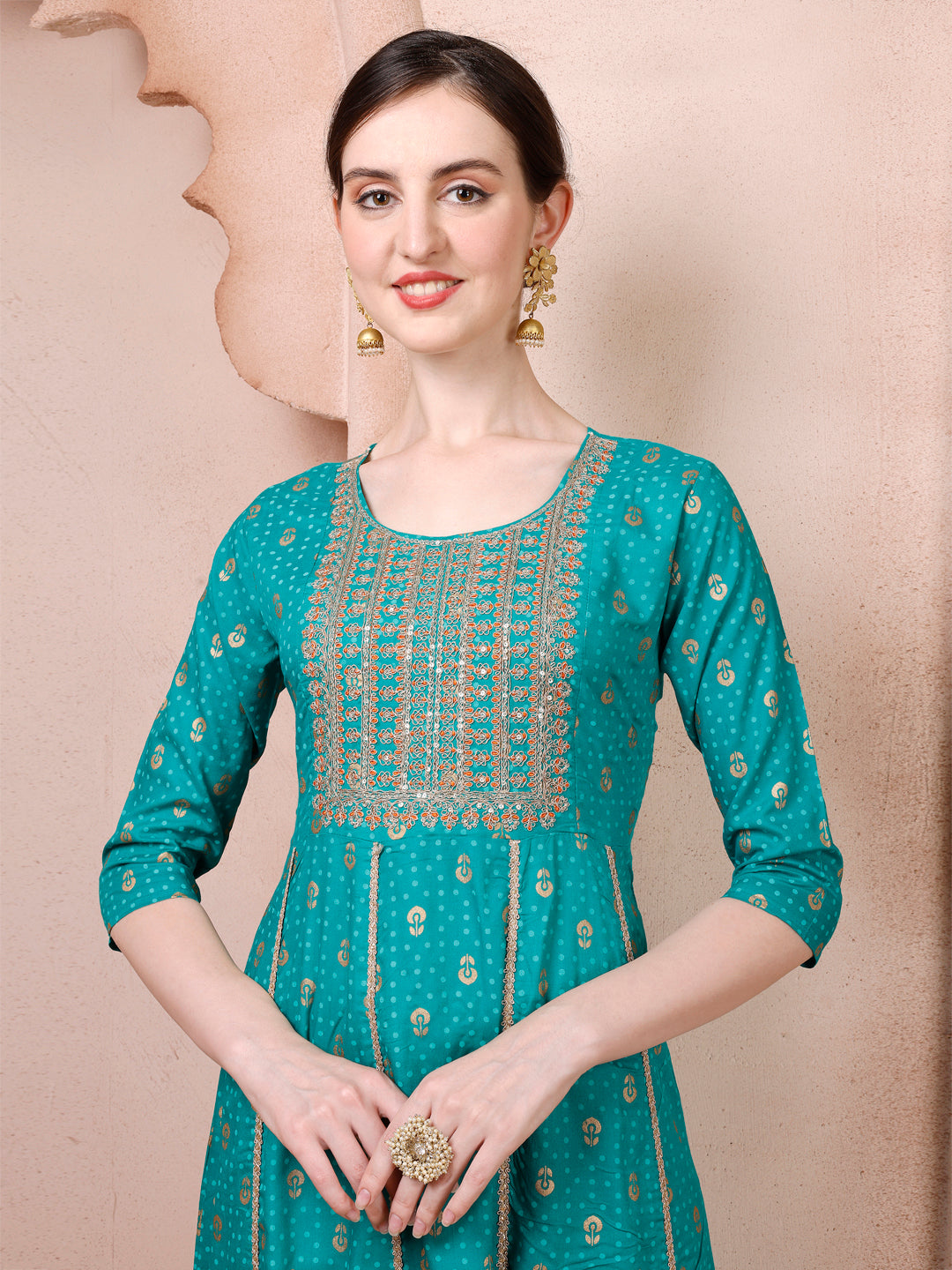 Anarkali Embroidered Kurta With Pant and Dupatta Set