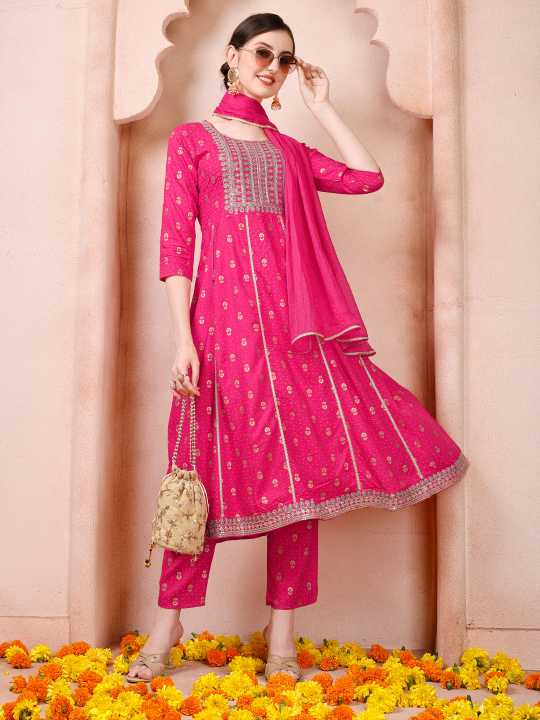 Nayra Cut Embroidered Kurta with Pant and Dupatta set