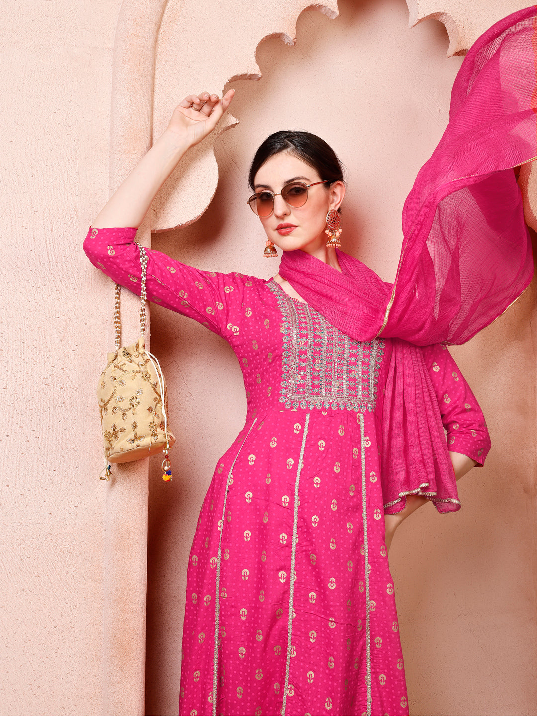 Nayra Cut Embroidered Kurta with Pant and Dupatta set