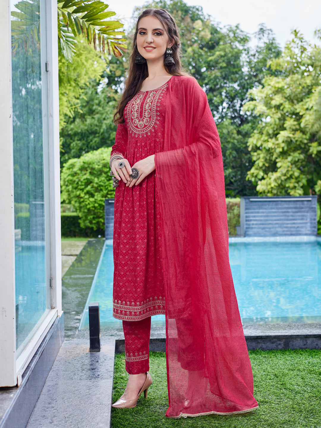 Embroidered Kurta with Pant and Dupatta set