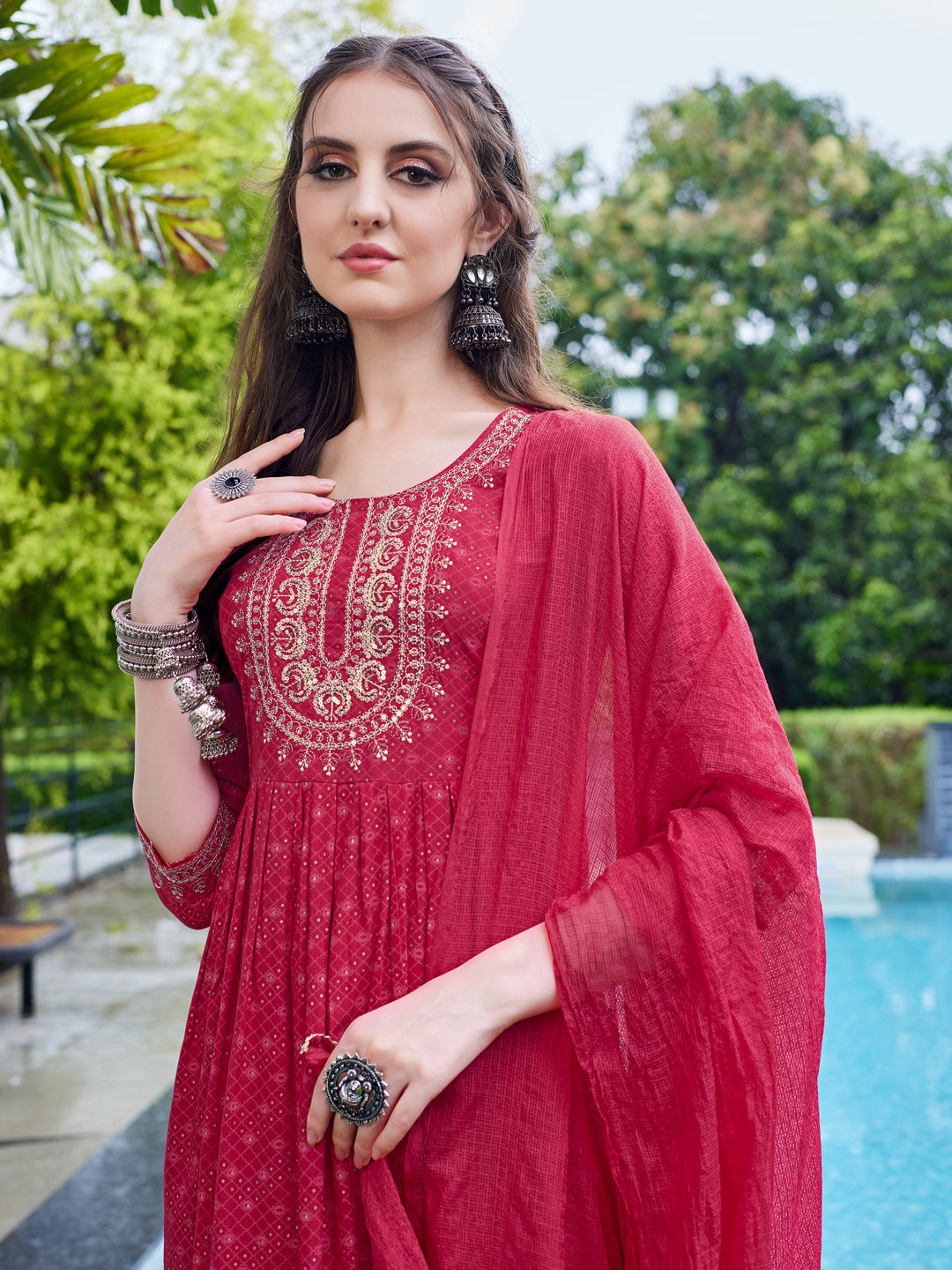 Embroidered Kurta with Pant and Dupatta set