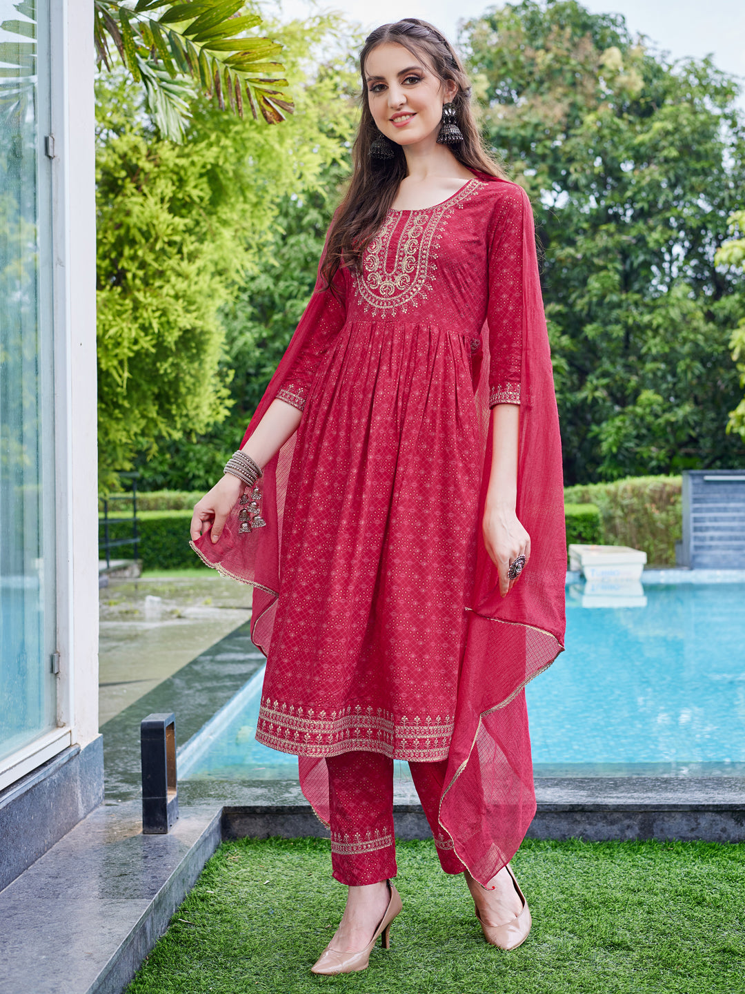 Embroidered Kurta with Pant and Dupatta set