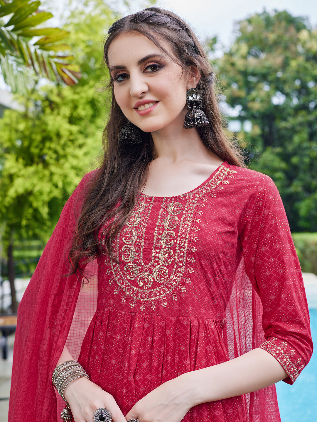 Embroidered Kurta with Pant and Dupatta set