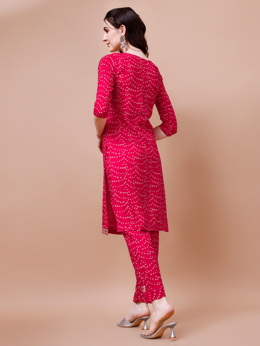 Embroidered & Bandhani Printed Kurta with pant & dupatta