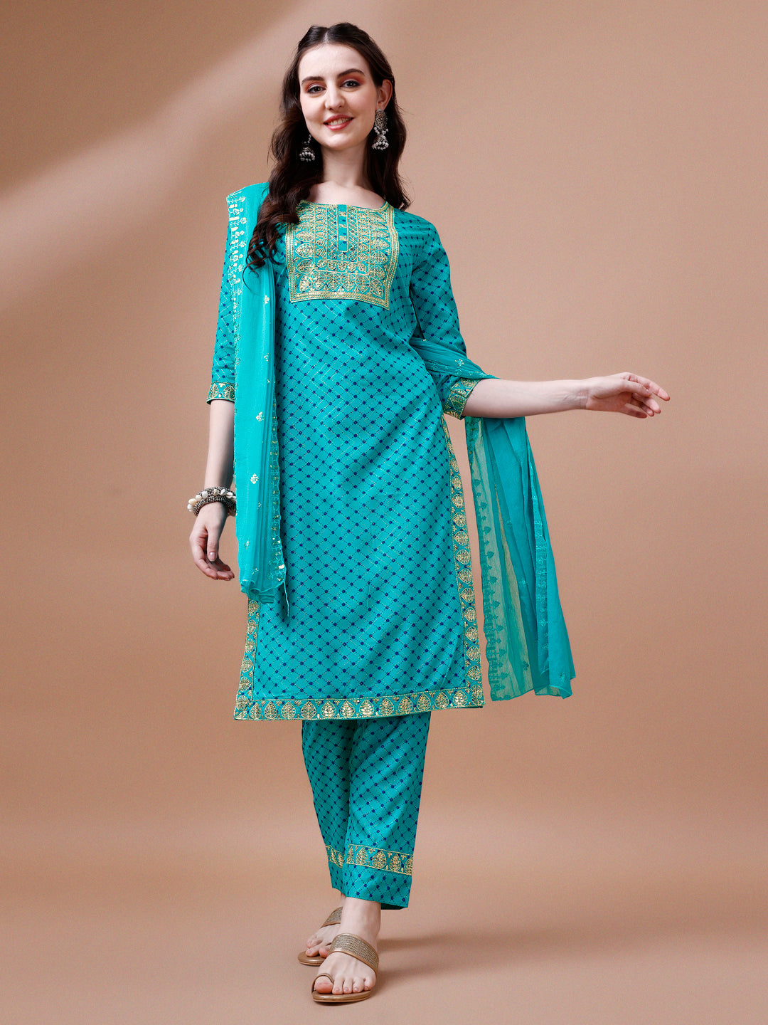 Embroidered & Quirky Printed Kurta with pant & dupatta