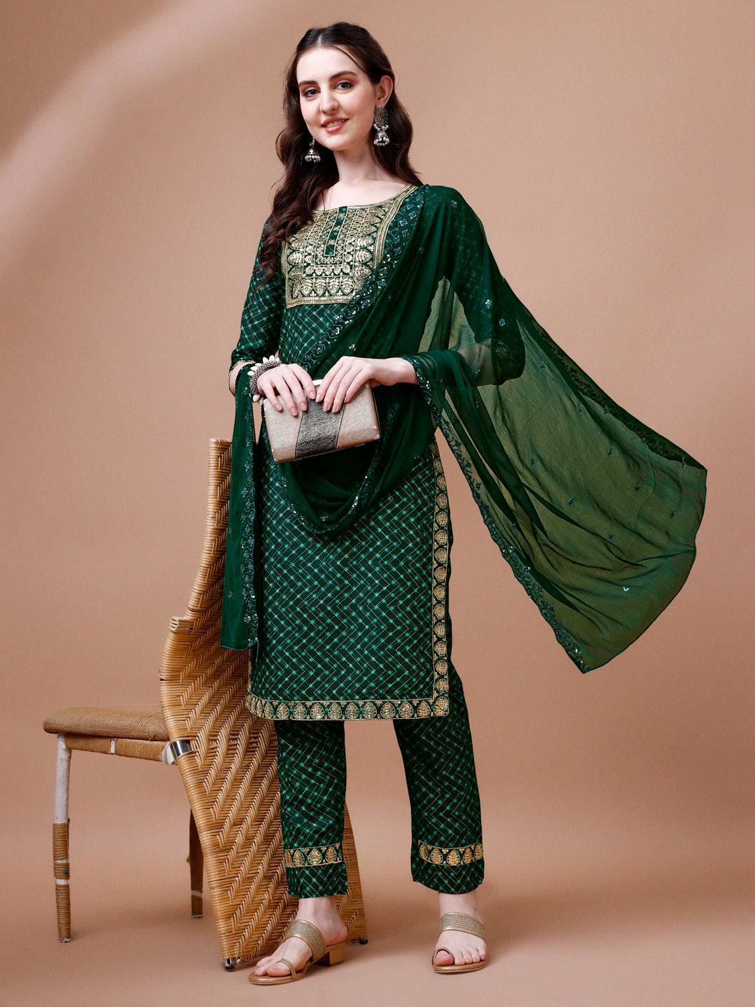 Embroidered & Quirky Printed Kurta with pant & dupatta