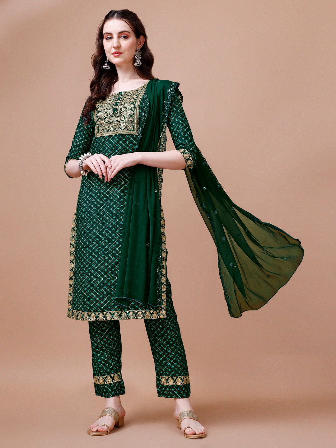 Embroidered & Quirky Printed Kurta with pant & dupatta