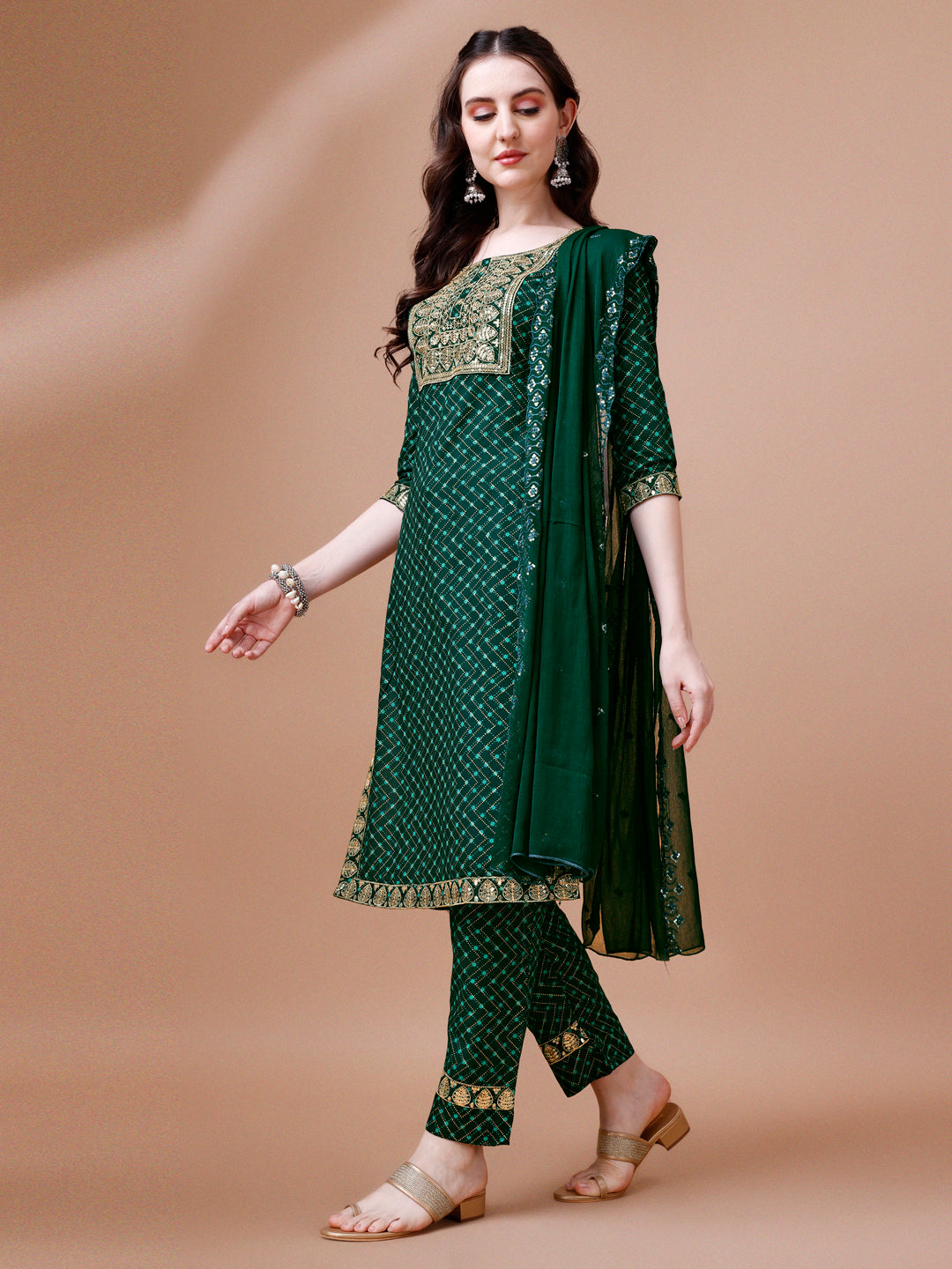 Embroidered & Quirky Printed Kurta with pant & dupatta