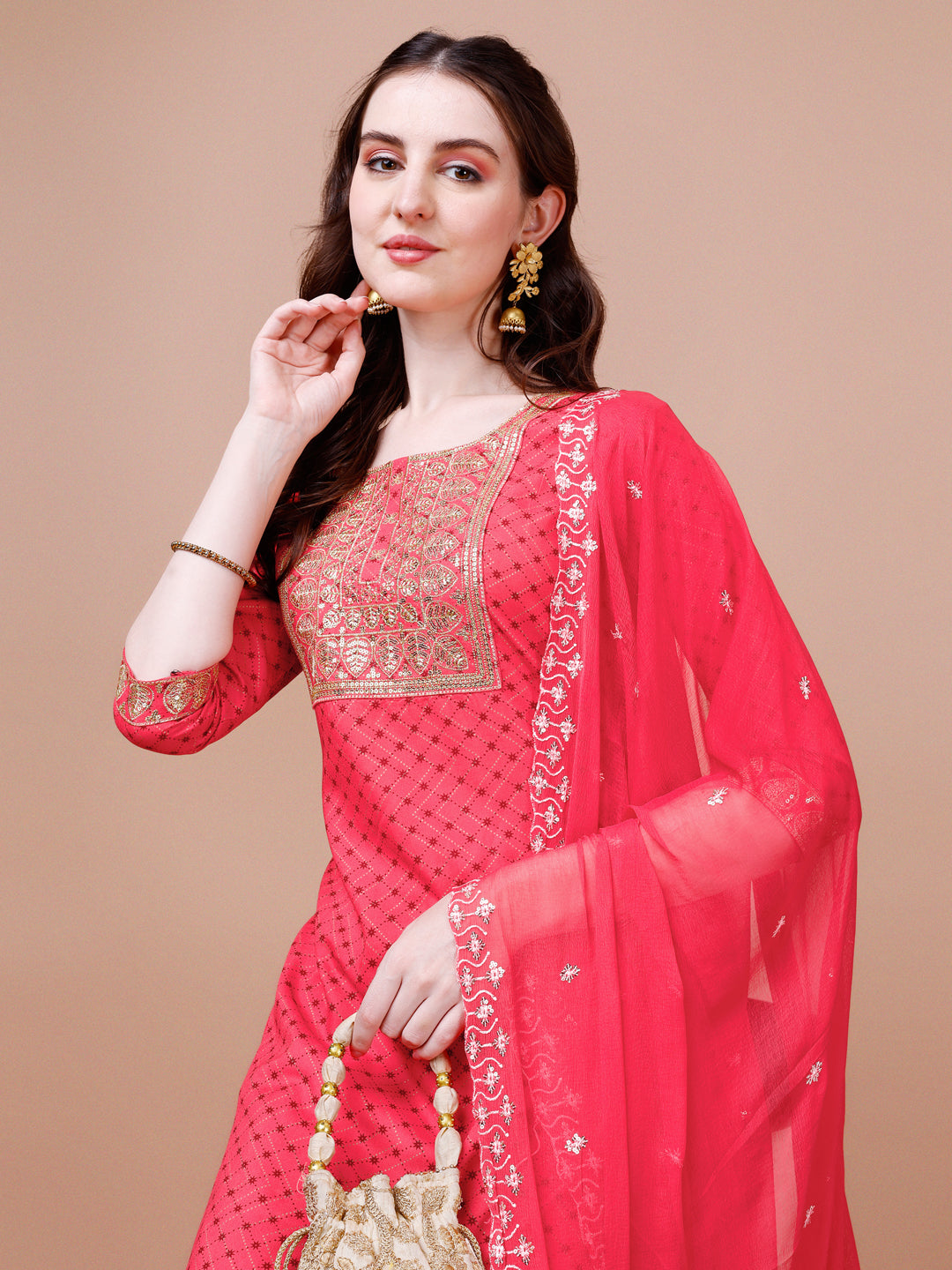 Embroidered & Quirky Printed Kurta with pant & dupatta