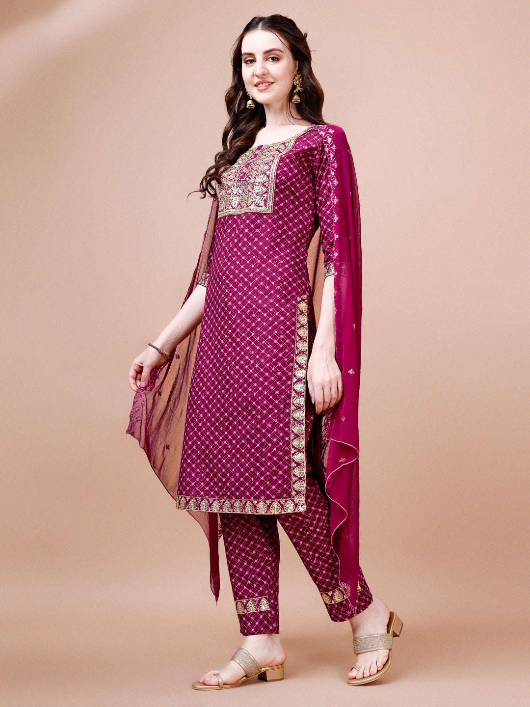 Embroidered & Quirky Printed Kurta with pant & dupatta