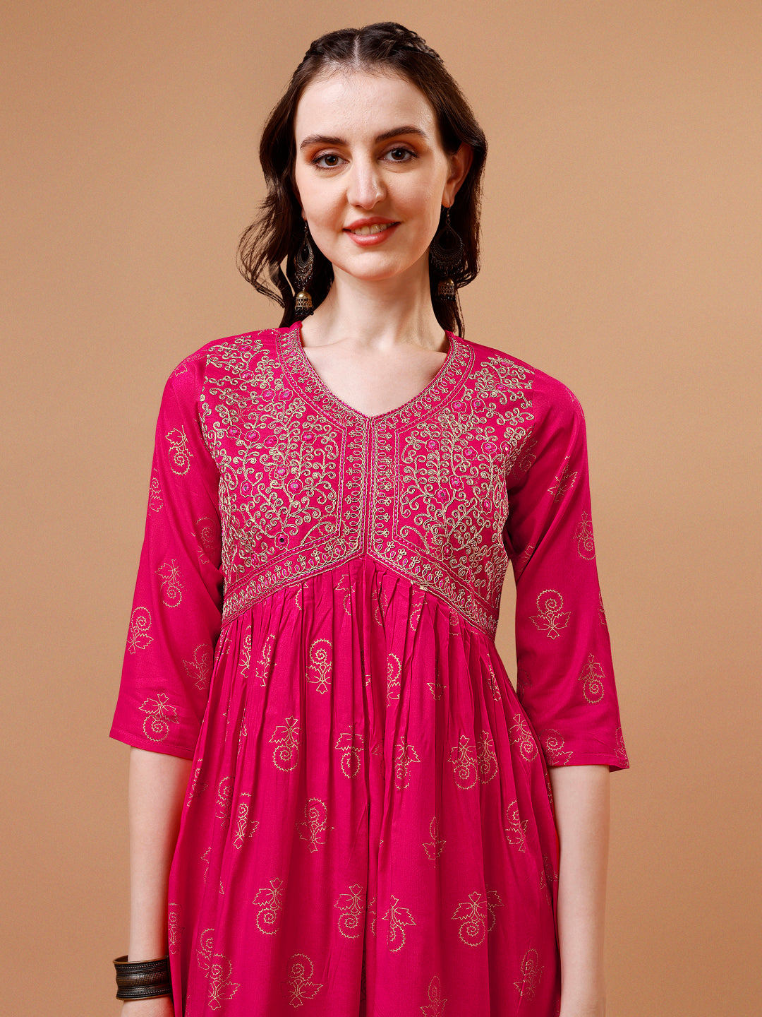 Alia Cut Embroidered & printed Kurta with pant & dupatta