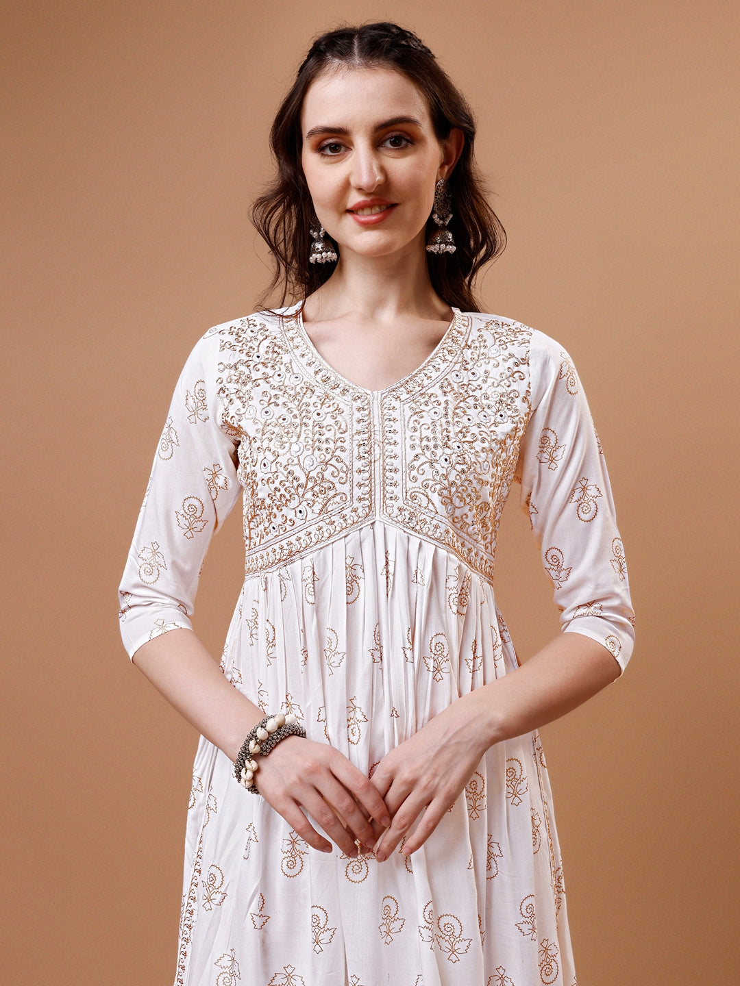 Alia Cut Embroidered & printed Kurta with pant & dupatta