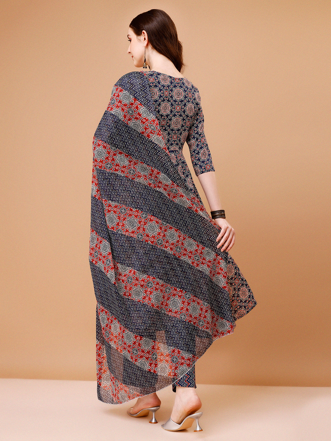 Alia Cut embroidered & printed Kurta with pant & dupatta