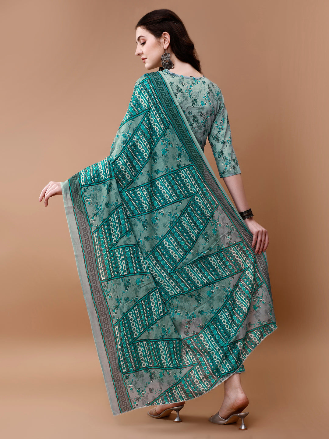 Embroidered and Floral Printed Kurta with pant & dupatta