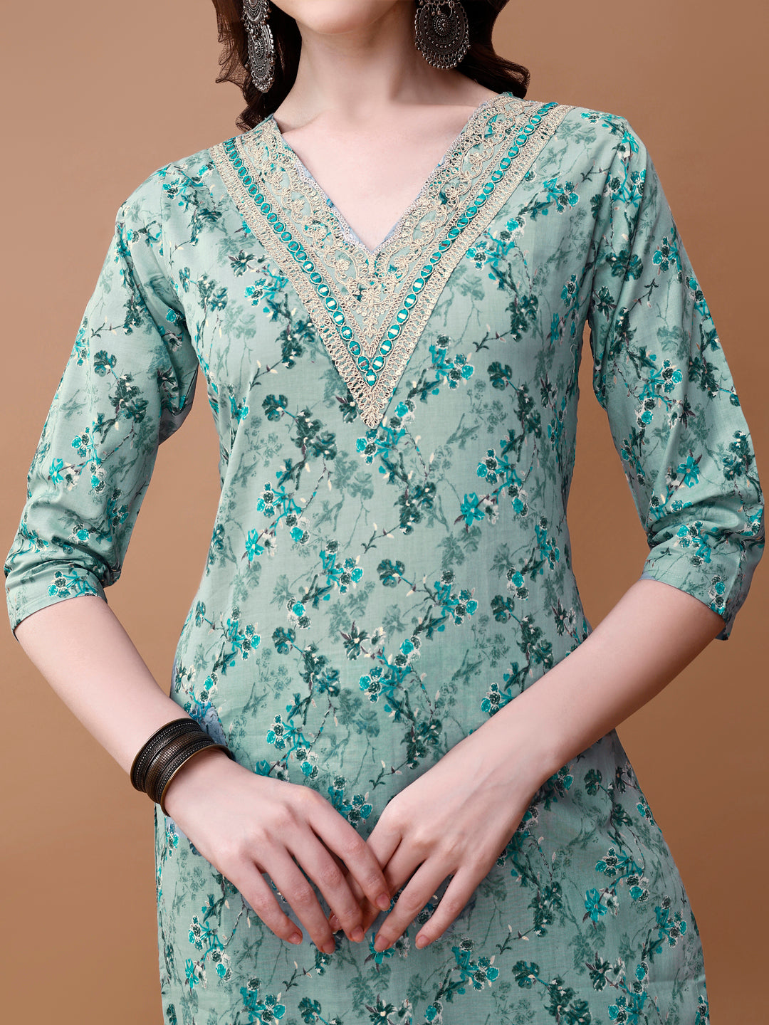 Embroidered and Floral Printed Kurta with pant & dupatta