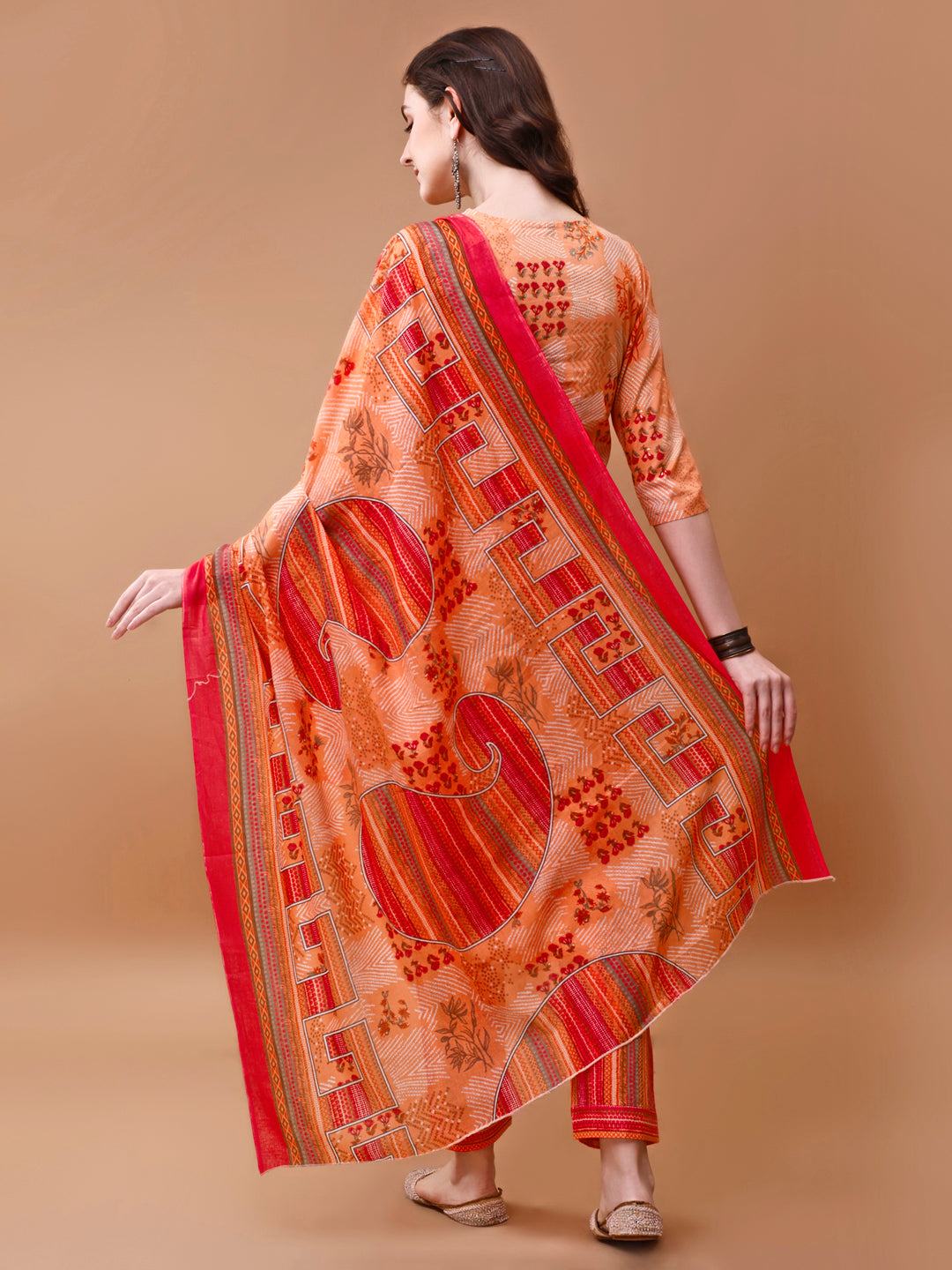 Embroidered and Floral Printed Kurta with pant & dupatta