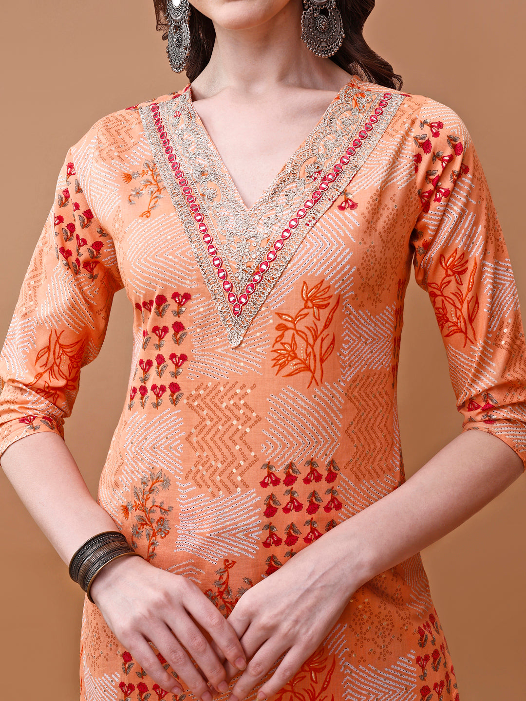 Embroidered and Floral Printed Kurta with pant & dupatta