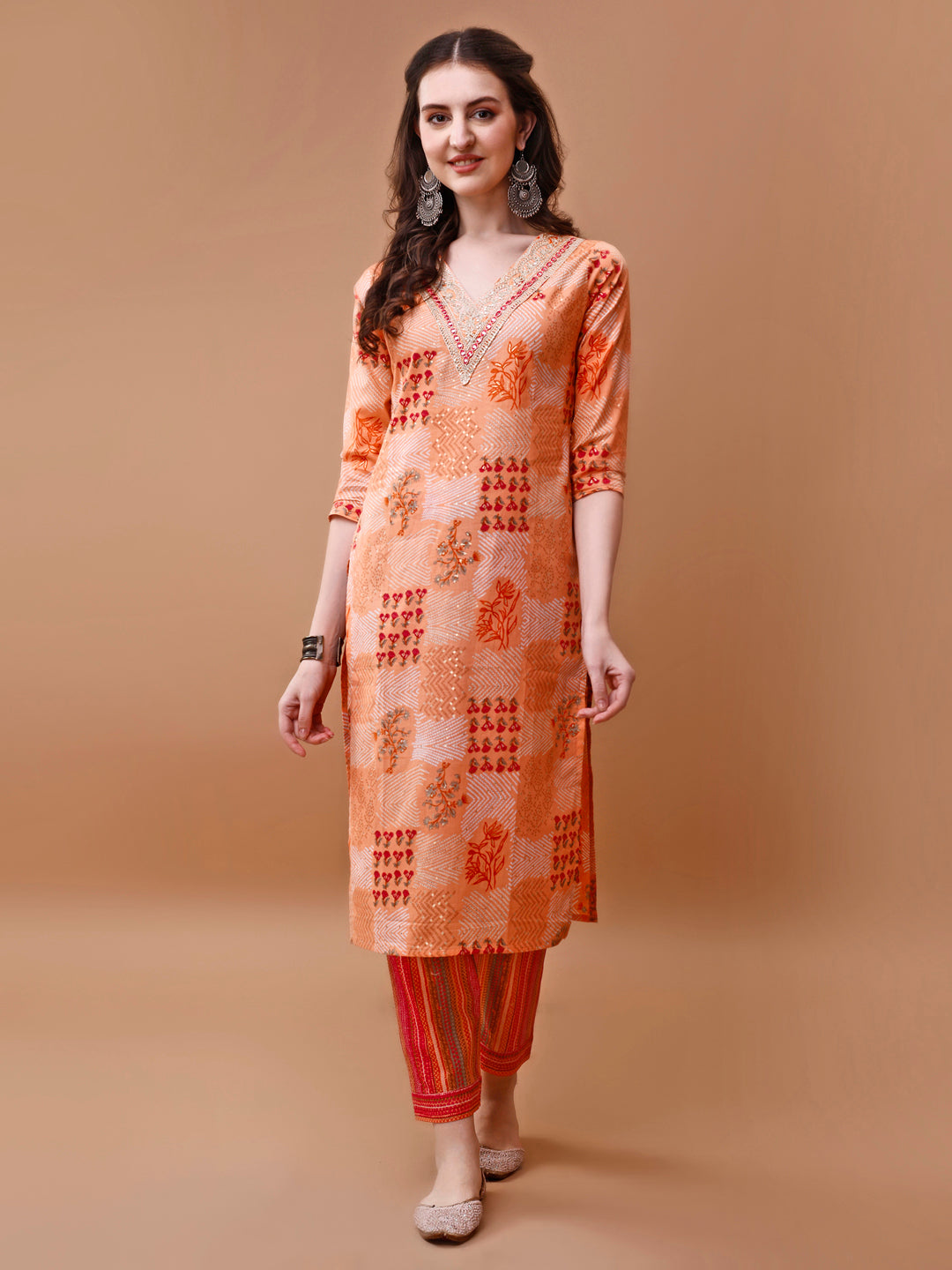 Embroidered and Floral Printed Kurta with pant & dupatta