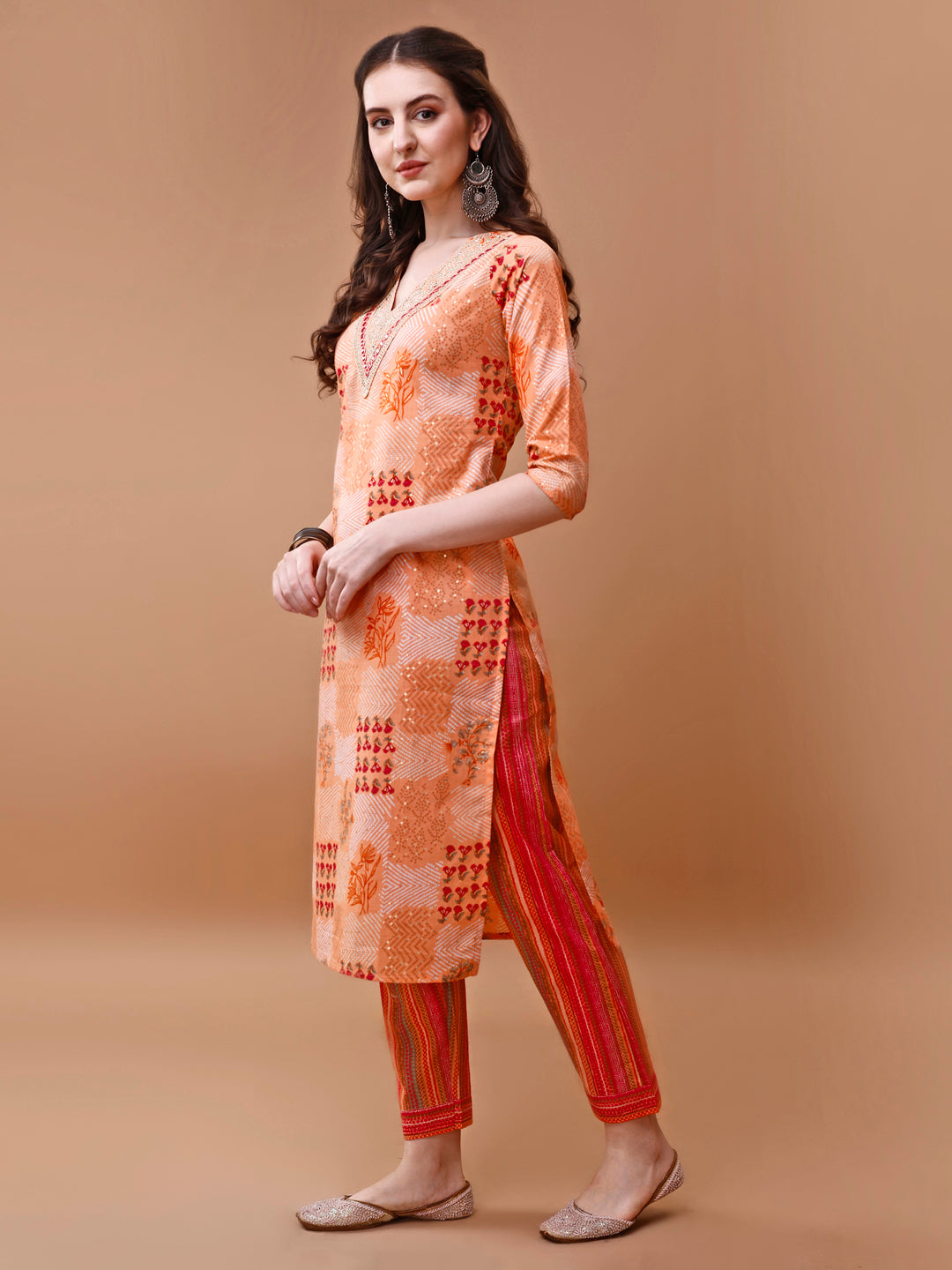 Embroidered and Floral Printed Kurta with pant & dupatta