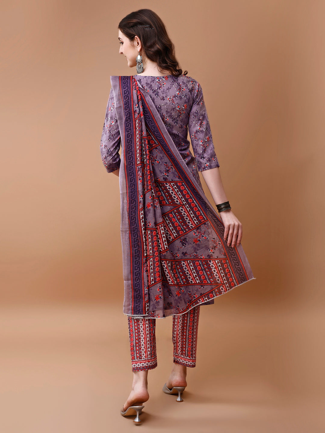 Embroidered and Floral Printed Kurta with pant & dupatta