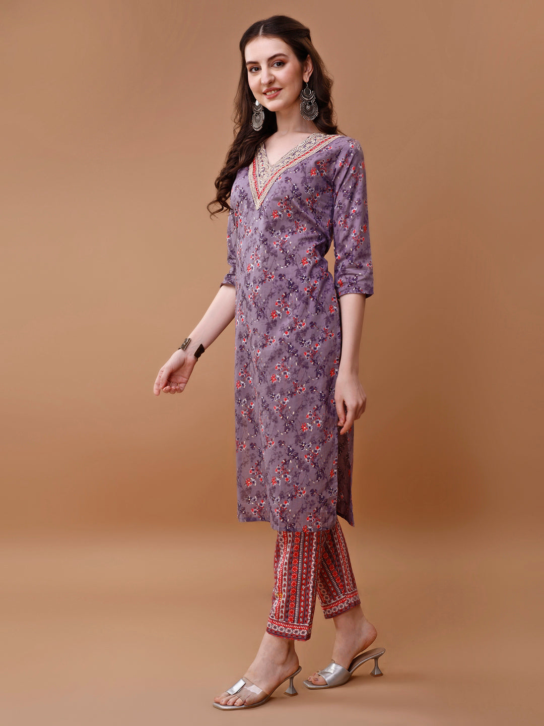 Embroidered and Floral Printed Kurta with pant & dupatta