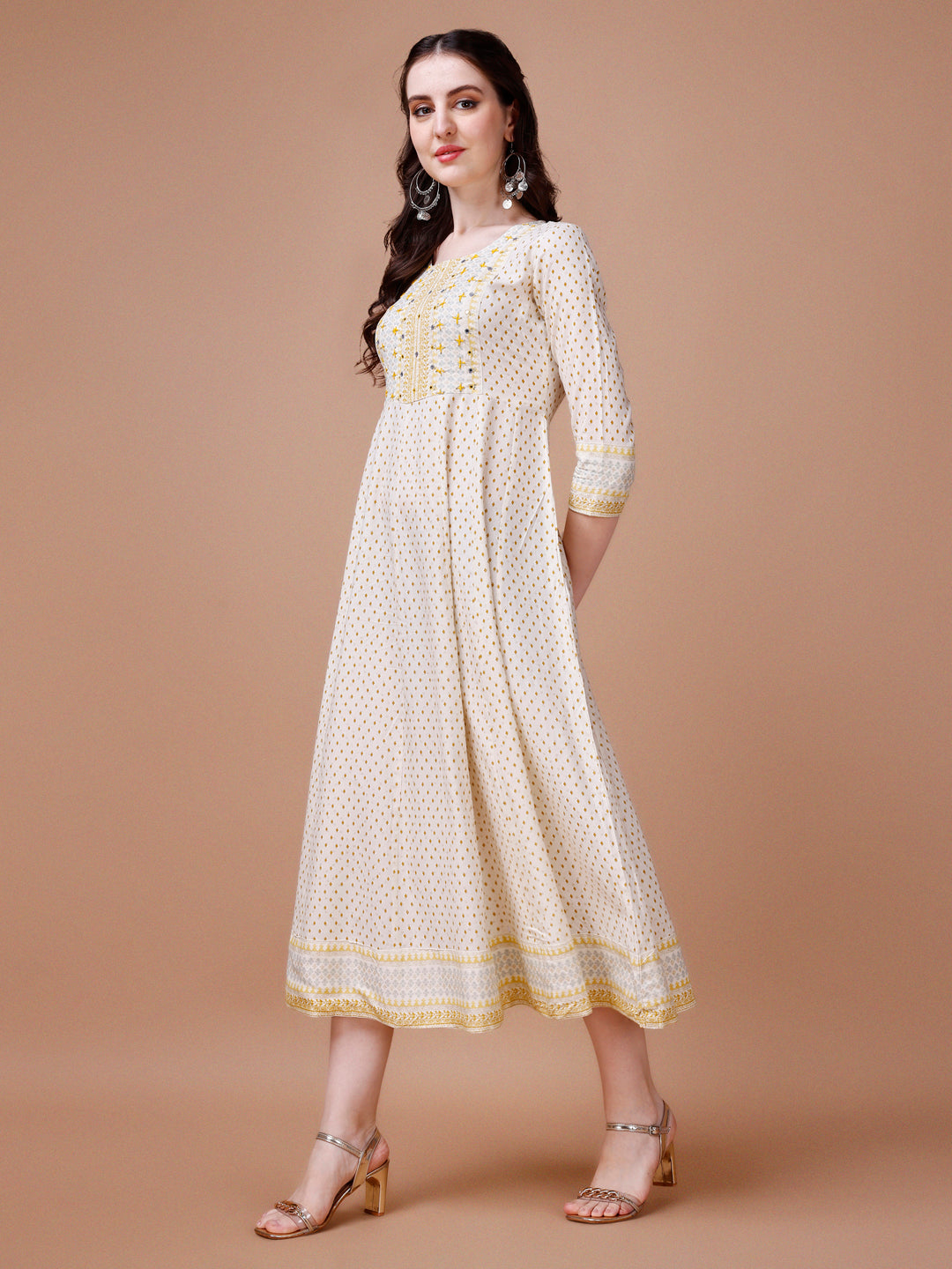 Embroidered & Printed Flared Kurta