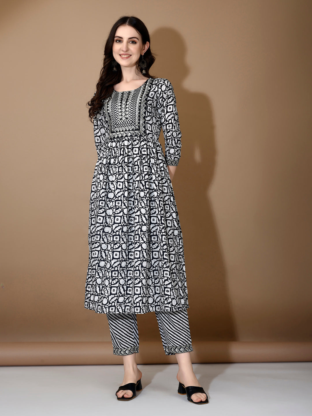 Embroidered & Printed Nyra Cut Kurta with pant & Dupatta