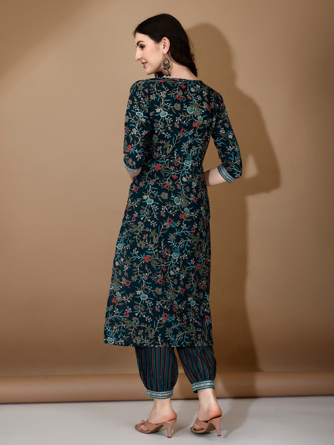 Embroidered & Printed Nyra Cut Kurta with pant & Dupatta