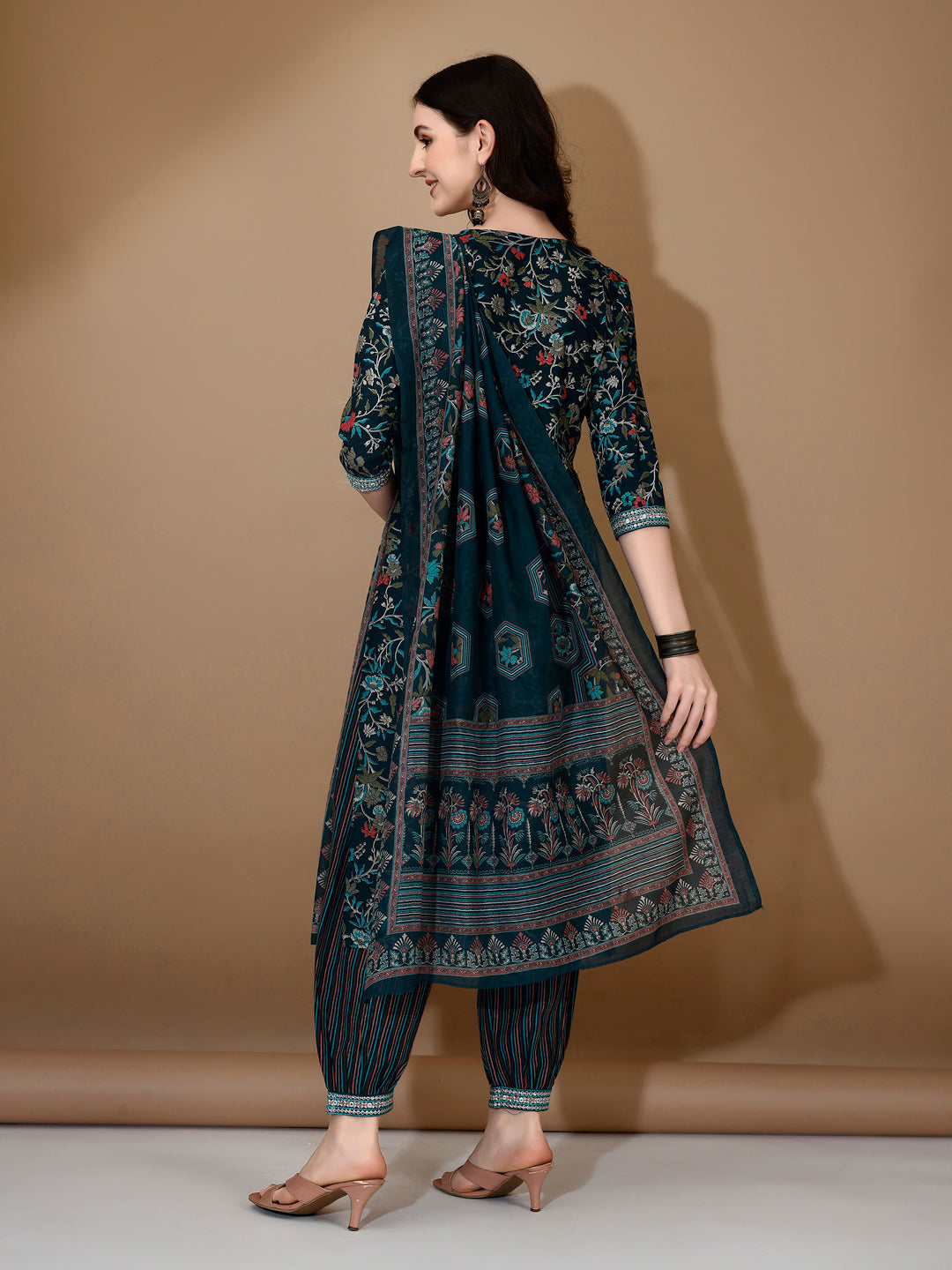 Embroidered & Printed Nyra Cut Kurta with pant & Dupatta